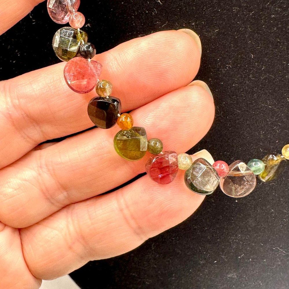 16" Purple and Green  Natural Tourmaline Crystal Necklace and Matching Earrings